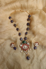 Polki Beads Bird Pendant Set
