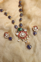 Polki Beads Bird Pendant Set