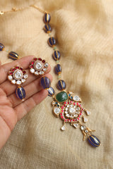Polki Beads Bird Pendant Set