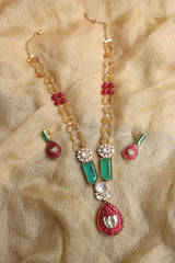 Emerald Ruby Beaded Lotus Set