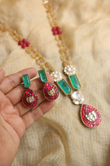 Emerald Ruby Beaded Lotus Set