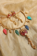 Multi Leaves Drop Hasli Set