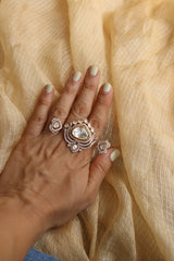 Dual Polki Statement Ring