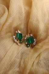 Statement Emerald Leaf Studs
