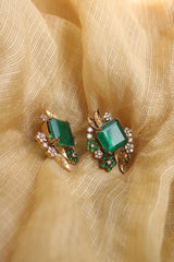 Statement Emerald Leaf Studs