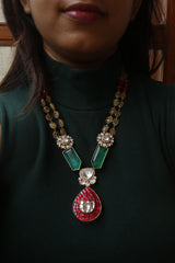 Emerald Ruby Beaded Lotus Set
