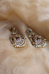 Peacock Jhumka Chaand Earrings