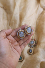 Oval Grey Pendant Chain Set