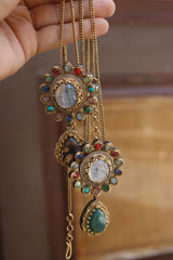 Oval Grey Pendant Chain Set