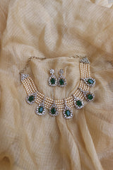 Emeralds Yellow Pearls Necklace