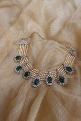 Emeralds Yellow Pearls Necklace