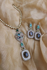 Elegant Pearl Stones Long Pendant Necklace