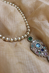 Elegant Pearl Stones Long Pendant Necklace