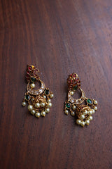 Ruby Green Peacock Chaand Jhumkas