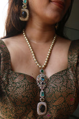 Elegant Pearl Stones Long Pendant Necklace