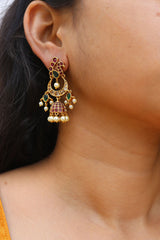 Ruby Green Peacock Chaand Jhumkas