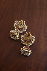 Ruby Moon Cluster Pearl Jhumkas
