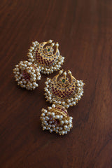 Ruby Moon Cluster Pearl Jhumkas