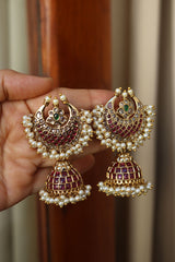 Ruby Moon Cluster Pearl Jhumkas