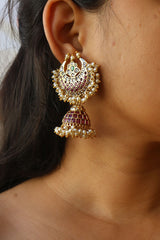 Ruby Moon Cluster Pearl Jhumkas