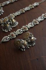 Two Tone Peacock Oval Choker Set