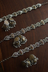 Two Tone Peacock Oval Choker Set