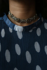 Two Tone Peacock Oval Choker Set