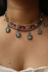 Ruby Peacock Hasli Drops Set