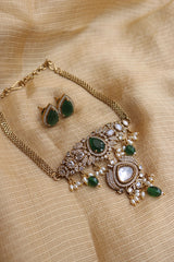 AD Kundan Tilak Green Choker Set