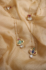 Delicate Polki Bird Pendant Set