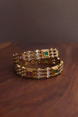 Ruby Green Square Dot Bangles