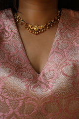 Lakshmi Oval Ruby Green Close Neck Set