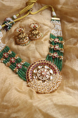 Kundan Pearls Ruby Motif Set