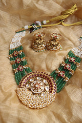 Kundan Pearls Ruby Motif Set