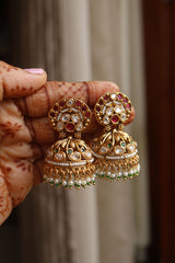 Kundan Pearls Ruby Motif Set