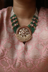 Kundan Pearls Ruby Motif Set
