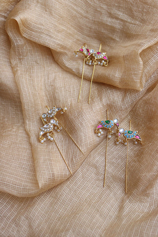 Jadau Bird Stick Earrings