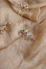 Jadau Bird Stick Earrings