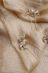 Jadau Bird Stick Earrings