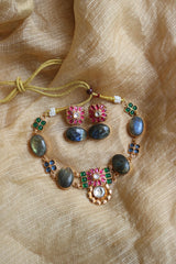 Marble Kundan Contemporary Close Neck Set