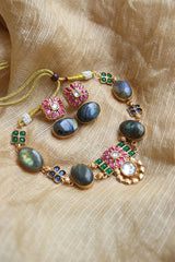 Marble Kundan Contemporary Close Neck Set