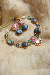 Marble Kundan Contemporary Close Neck Set