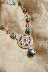 Marble Navratna Style Pendant Set