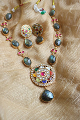Marble Navratna Style Pendant Set