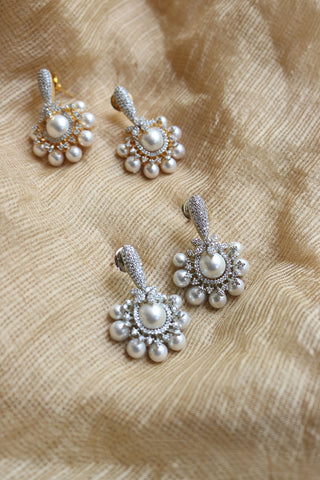 AD Wheel Pearl Earrings