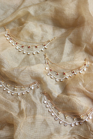 Kundan Circles Ear Chain