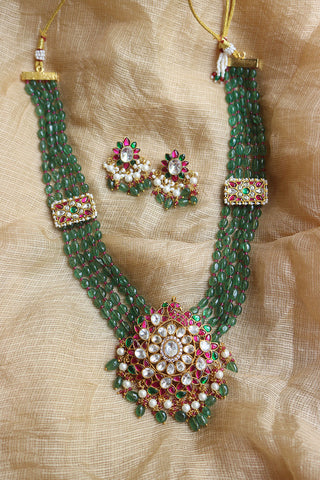 Jadau Beaded aaina Long Set