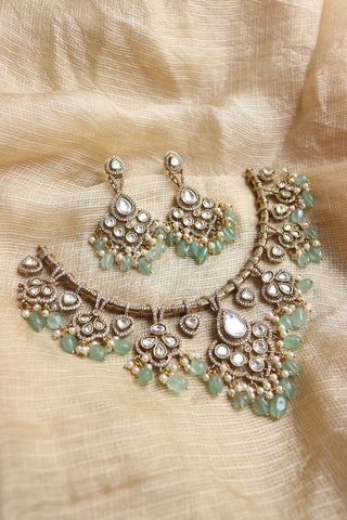 Victorian Polki Dull Gold Tilak Set