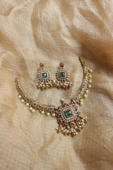 Green Square Flower Hasli Set