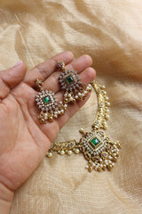 Green Square Flower Hasli Set